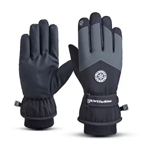 Guantes de invierno personalizados, pantalla táctil, clima frío, cálido, de cuero, guantes de esquí para Snowboard, impermeables para mujeres y hombres