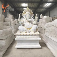 Énorme statue en marbre blanc du dieu hindou Lakshmi dieu indien bouddha à tête d'éléphant pour la décoration intérieure extérieure