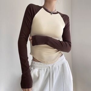 Haut de yoga color block à manches longues coupe ajustée pour femme, vêtement de fitness automne, course et entraînement, SML, Spandex - Product Image 2