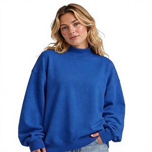 Pull molletonné oversize pour femme, col montant, 340 GSM, léger, écologique, sur mesure, design tendance, collection hiver-automne, vente chaude - Product Image 1