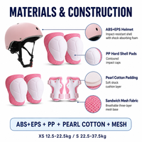 Ensemble de 7 protections pour genoux, coudes et poignets pour enfants, casque ABS, coque rigide en EPS PP, multicolore, pour vélo et cyclisme