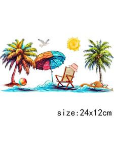 LETOP 1pcs Coconut Trees Beach Summer Forecast Decal UV Wrap Can Sticker for Cup Camping Fishing Tumbler Glass Wrap - Product Image 6