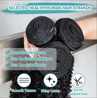 Paquete de Cabello Humano Rizado Kinky Curly, Jerry Curly, 100% Sin Procesar, Extensiones de Cabello Virgen Remy, 3/4 Paquetes, Negro Natural