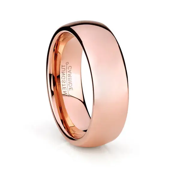 High Quality New Design Ladies Dome Rose Gold Tungsten Carbide Finger Ring