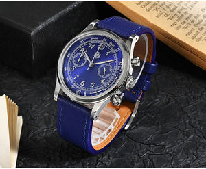 Mouvement à quartz balayage <span class=keywords><strong>VK64</strong></span> montres chronographes à logo personnalisé montre décontractée en cuir étanche pour hommes - Product Image 5