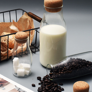 Pot de stockage des aliments en verre transparent, épices, sucre, thé, café, boîte scellée, pour grains et noix, bouteille d'eau, lait, avec couvercle en liège, 50 ml - Product Image 3