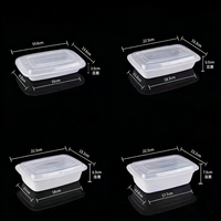 Conteneur alimentaire rectangulaire jetable en plastique transparent PP, biodégradable, sûr pour micro-ondes, emballage alimentaire très vendu