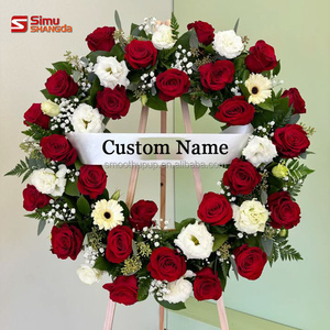 พวงหรีดดอกคาร์เนชั่นและกุหลาบประดิษฐ์รูปหัวใจสำหรับตกแต่งสุสาน ขายส่ง - Product Image 3