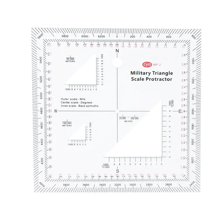 منقلة مقياس إحداثي مربع CYA لخرائط المقياس وقراءة Protractor
