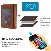 2025 desain baru Rfid memblokir Fashion kulit 100% kulit sapi murni dompet remaja kulit sapi asli dompet lipat tiga