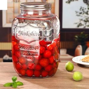 Distributeur <span class=keywords><strong>de</strong></span> boissons en verre vide, pot Mason 4L avec couvercle en métal, verrerie <span class=keywords><strong>de</strong></span> 1 Gallon pour jus, bière, vin, liqueur, Kombucha, poinçon glacé - Product Image 3