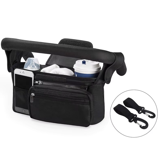 Custom Women's Universal Waterproof Diaper Stroller Organizer Polyester Cup Holders for Baby Care
