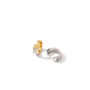 Orecchini a Cerchio Angelina in Acciaio Inossidabile 6mm Placcati Oro e Argento Unisex Gioielli alla Moda Geometrici Trendy - Product Image 4