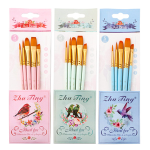 Ensemble de 5 pinceaux ronds à manche en bois pour <span class=keywords><strong>peinture</strong></span> à l'aquarelle, acrylique et huile, pinceaux pour la <span class=keywords><strong>peinture</strong></span> artistique - Product Image 6