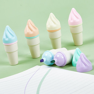 Wholesale <b>Multi</b>-<b>color</b> Highlighter <b>Pen</b> Flat-tip with Water-based Ink Cute Design Ice-cream Shape - Product Image 3