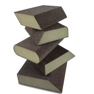 High Density Aluminum Oxide 4-sides Round Hand Foam Abrasive Block Foam Sanding Block Sanding Sponge Block