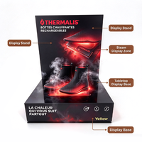Comptoir d'exposition de chaussures en acrylique personnalisé avec ambiance lumineuse douce, vitrine de présentation de baskets pour magasin de détail