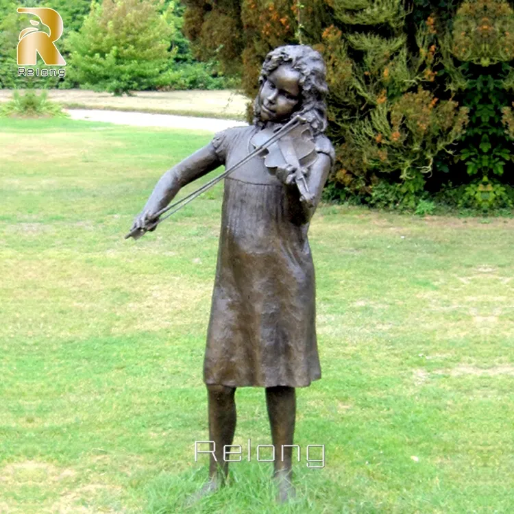 Pack de décoration de jardin en plein air, taille réelle, Sculpture de Statue de figurine musicale en Bronze à vendre