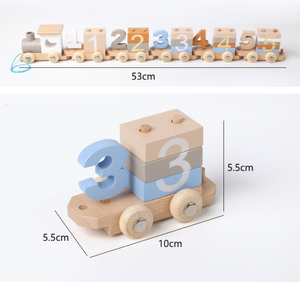 Juego de Bloques de Construcción Digitales de Madera de Haya para Aprendizaje Temprano, Juguetes Educativos Montessori de Matemáticas y Conteo para Niños, Juguetes de <span class=keywords><strong>Tren</strong></span> de Columnas - Product Image 3