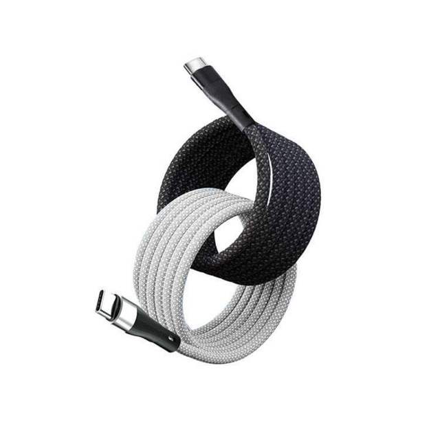 High-Speed 60W PD Magnetic Self-Winding Type-C Cable with Nylon Braided for Fast Charging and Car Travel Storage
