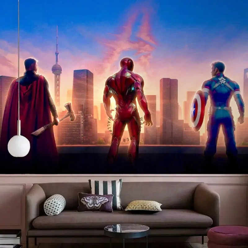 Avengers Cinema latar belakang Bar tema Captain America Iron Man Wallpaper kamar anak