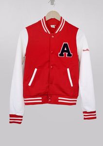 Giản Dị Unisex Varsity Áo Khoác Chất Lượng Cao Windproof Thời Trang Phố Mùa Đông Dây Kéo-up Đứng Nút Chi Tiết Thư Len Sợi Nhuộm - Product Image 3