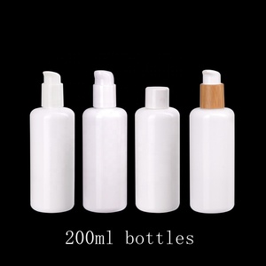 Flaconi in <span class=keywords><strong>Vetro</strong></span> Opale Bianco da 200ml, Vuoti per Cosmetici e Lozioni, con Pompa in Legno di Bambù On-off per Lozione Corpo - Product Image 6