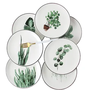 Nordic ceramic cake plate, hand-painted vegetable salad plate, table display sizzling platter