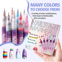 Marqueur professionnel pour nail art, pointe fine 0,5 mm, longue durée, pour la peinture de motifs détaillés sur les ongles, plastique, 12 couleurs, acrylique.