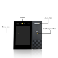 Terminal de contrôle d'accès à reconnaissance faciale avec écran tactile LCD de 2,8 pouces, machine de pointage des heures sans fil WiFi avec lecteur de cartes IC/ID