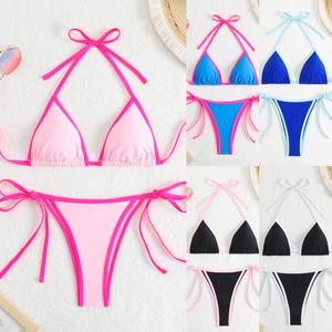 Bikini Micro Sexy con Escote en V Profundo y Tirantes Personalizados para Mujer, Traje de Baño con Tanga, Ropa de Playa - Product Image 2