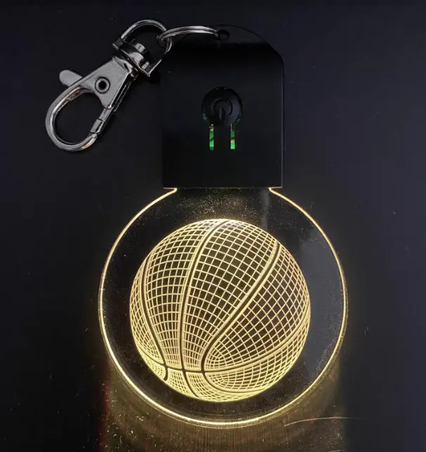 アクリルCE付き卸売高品質低価格EU標準ファッション照明ミニ発光LED電球キーホルダー