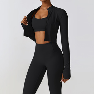 Yoga soutien-gorge nu sport Nylon Spandex Leggings Fitness trois pièces vêtements de sport femmes Sport ensemble - Product Image 1