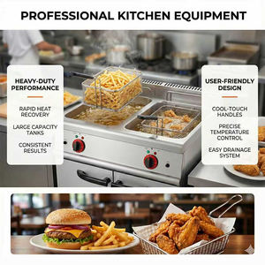 Промышленная газовая фритюрница с двумя баками и шкафом для фритюра, оборудование для кухни - Product Image 5