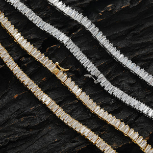 Front and Back Ladder Square Zirconium Tennis Chain, Mix and Match Stacked Chain Tanjing Fashion Lijing Necklace - Product Image 2