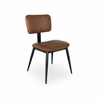 Chaises de restaurant industrielles modernes à structure métallique, revêtement en cuir PU, mousse haute densité durable, style minimaliste, pour usage commercial et centres commerciaux