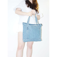Sac fourre-tout en jean décontracté durable chambray fourre-tout sac à provisions avec fermeture à glissière et poignées réglables pour faire du shopping, plage et voyage