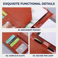 Porte-documents en cuir PU de qualité supérieure avec logo personnalisé, format A4, avec bloc-notes et fermeture magnétique