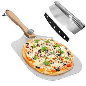 Hot Amazon High Quality Kitchen Accessories 14*12 inches Wooden Handle Pizza Shovel Pizza Peel With Pizza Box