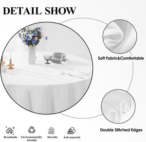 Nappe ronde en polyester de 120 pouces, blanche, personnalisée, pour les fêtes, les mariages, les événements - Product Image 3