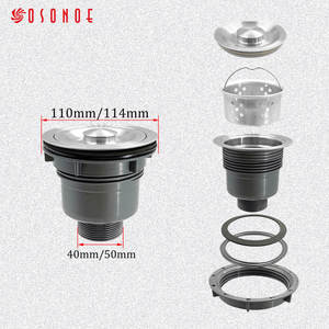 Bộ lọc cống chậu rửa đôi bằng thép không gỉ cao cấp có ống dẫn nước, chống tắc nghẽn - Product Image 4