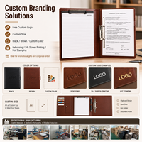 Porte-documents portable en cuir A4 personnalisé, avec double tablette d'écriture et pince de reliure pour avocats, propriétaires et signature de contrats