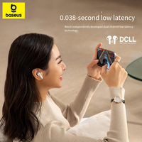 Écouteurs sans fil Baseus W04+PRO, écouteurs BT d'occasion de haute qualité avec étui de charge, réduction du bruit pour la musique et les appels