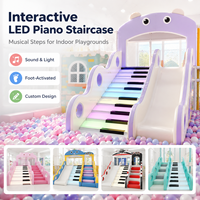 Escalier musical interactif à LED avec piano, toboggan, équipement de terrain de jeu sensoriel intérieur avec lumière activée par le son et activation au pied