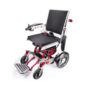 Indoor/outdoor Use Rehabilitation Equipment Supplier Aluminum Framefolding Portable Electric Wheelchair for Airport Travel Use