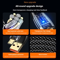 Kabel Data Transparan 6A Tipe-C Berjalin Kompatibel dengan Headphone dan Pengisian Cepat Android PD untuk Ponsel
