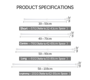 YIJIALE en stock <span class=keywords><strong>60</strong></span>-110cm tour de fer cintre blanc réglable Interlock tringle de rideau de douche - Product Image 5