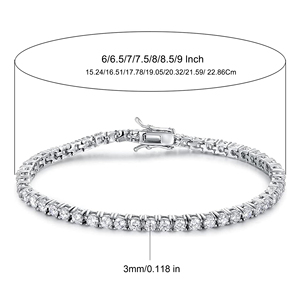 Gioielli alla Moda, Bracciali Geometrici Trendy in Ottone Placcato Platino con Zirconi Lucidi, Stile Hip Hop, 2mm-6mm, per Donne e Uomini - Product Image 6