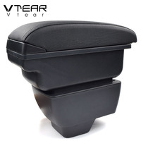 Vtear Boîte de rangement élégante en ABS et cuir PU pour accoudoir avant de voiture avec porte-gobelet USB, accessoires intérieurs pour Mahindra Bolero SUV 2000-2024