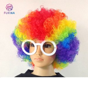 FURINA 2025 morbidi appassionati di calcio <span class=keywords><strong>parrucca</strong></span> quotidiana Cosplay arcobaleno Afro Curl Party pagliacci <span class=keywords><strong>parrucca</strong></span> Cosplay per Halloween - Product Image 2